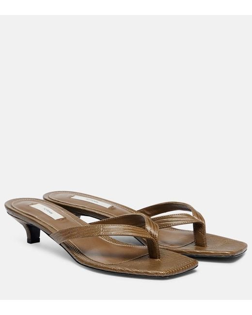 Totême  Brown Leather Thong Sandals