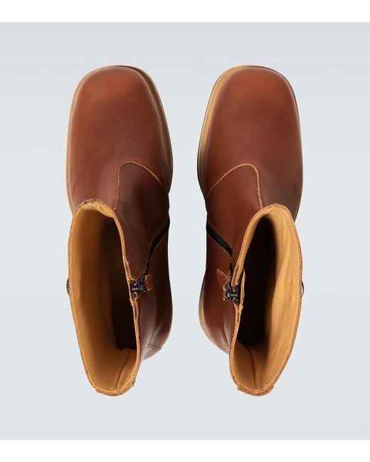 Our Legacy Brown Camion Leather Ankle Boots for men