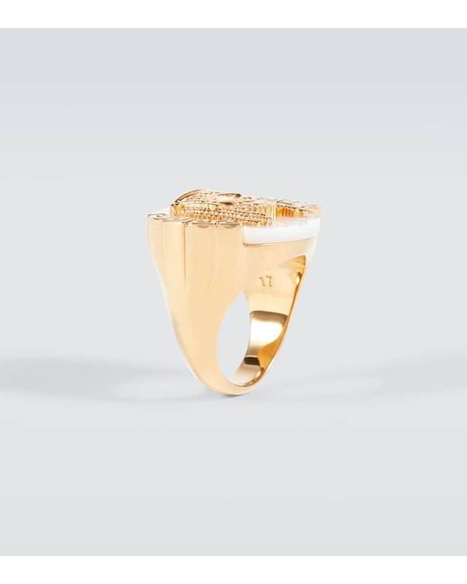 Anello La Maschera Con Sigillo di Versace in White da Uomo