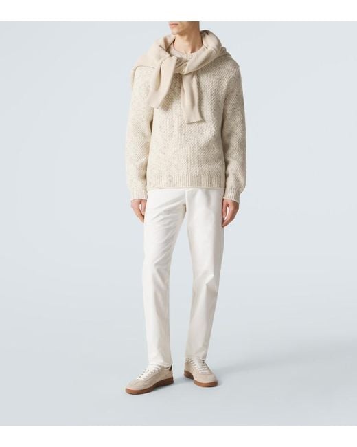 Loro Piana White Carlo Cotton-Blend Straight Pants for men