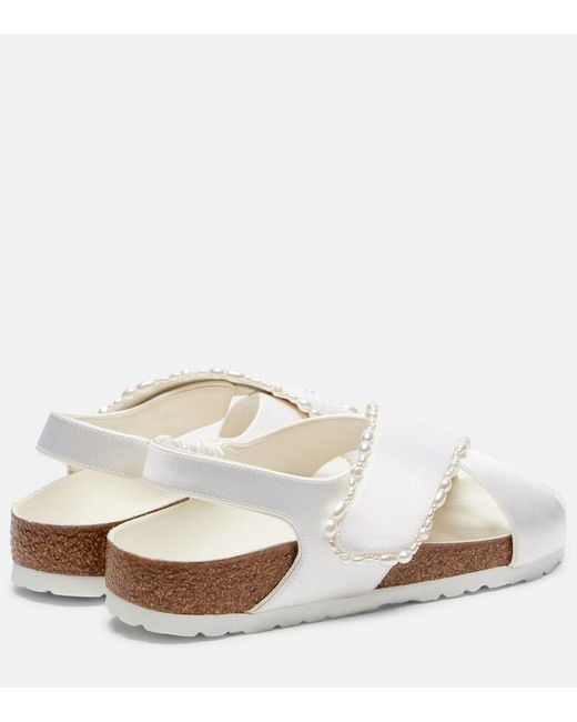 Birkenstock White X Danielle Frankel Tulum Embellished Satin Sandals