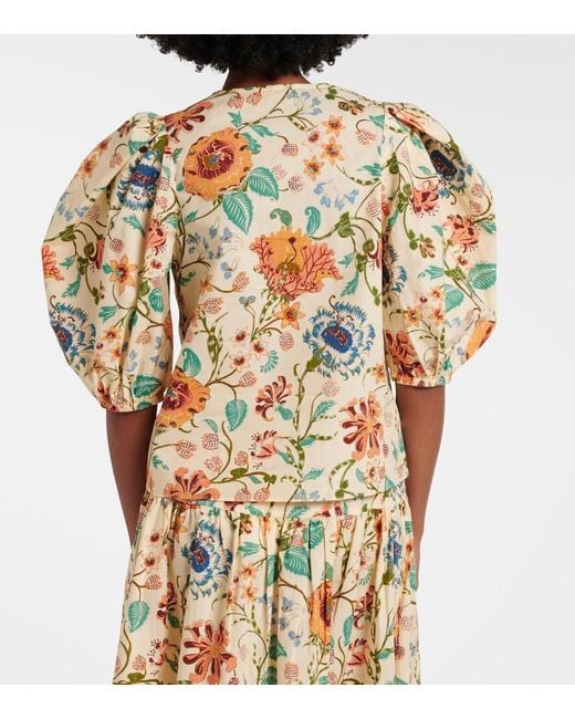 Ulla Johnson Metallic Florielle Floral Cotton Top