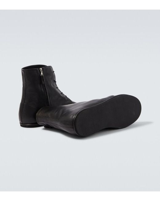 Auralee Black Leather Derby Boots for men