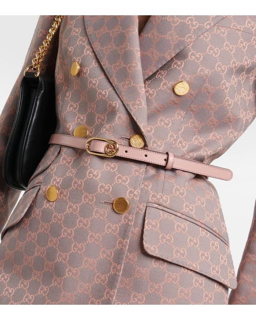 Cintura Sottile Con Incrocio GG Tondo di Gucci in Pink
