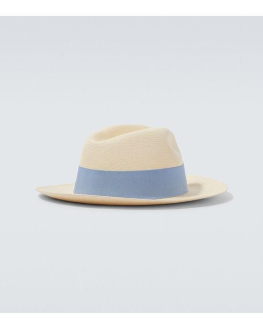 Frescobol Carioca Blue Rafael Straw Panama Hat for men