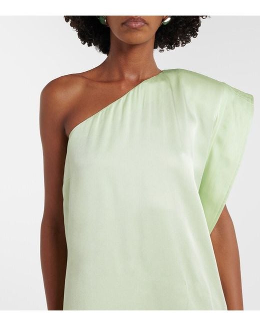 Stella McCartney Green Envers Asymmetric Satin Cocktail Dress