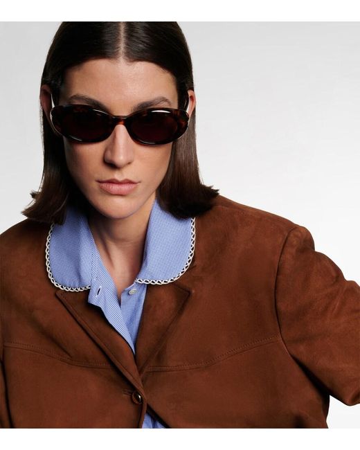 Miu Miu Brown Reverie Oval Sunglasses