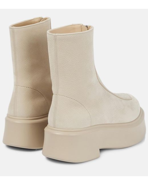 The Row Natural Leather Zip Platform Booties
