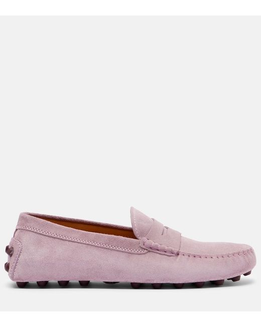 Tod's Pink Gommino Suede Driving Shoes