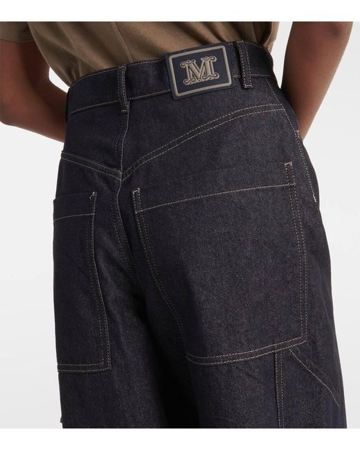 Max Mara Blue High-Rise Wide-Leg Jeans Centro