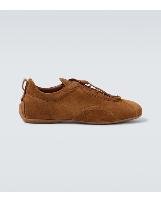 Dunhill Brown Davies Automotive Suede Sneakers for men