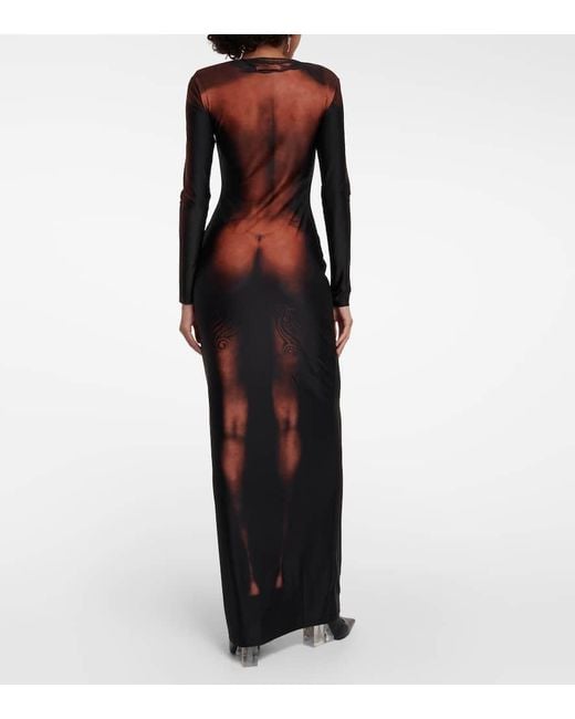 Jean Paul Gaultier Black Trompe-l'œil High-neck Stretch-woven Maxi Dress