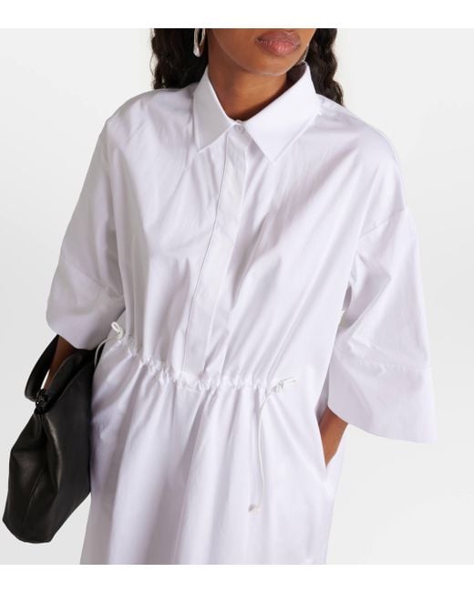 Max Mara White Eulalia Cotton-blend Midi Shirt Dress