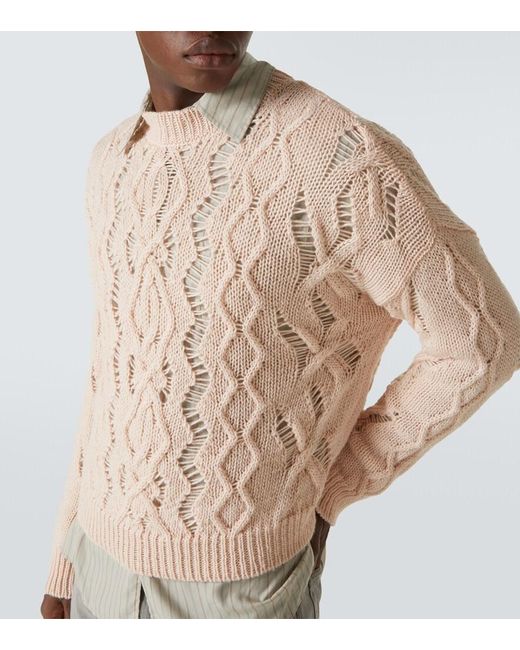 Our Legacy Natural Cable Sonar Roundneck Wool Sweater for men