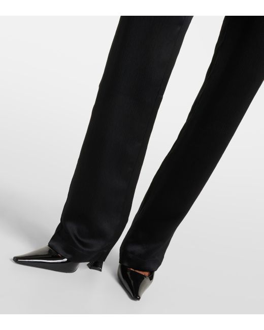 TOVE Black Remi High-rise Silk Straight Pants