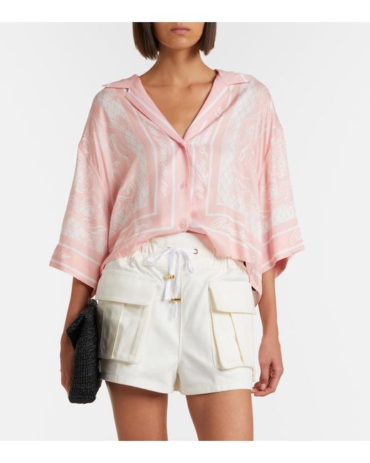 Balmain White Denim Cargo Shorts