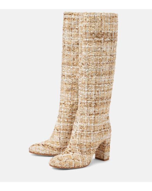 Gianvito Rossi Natural Boucle Knee-High Boots