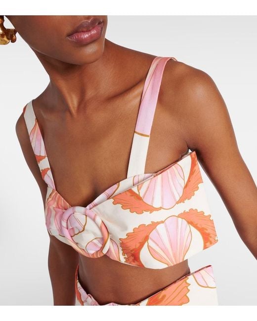 Adriana Degreas Pink Seashell Printed Cotton Bra Top