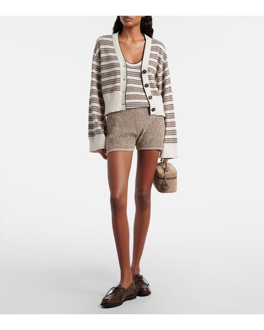 Brunello Cucinelli Multicolor Striped Cotton-Blend Cardigan