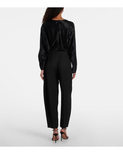 FFORME Black Yvette Barrel-Leg Pants