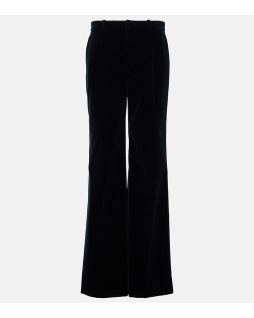 Chloé Black Cotton Velvet Flared Pants