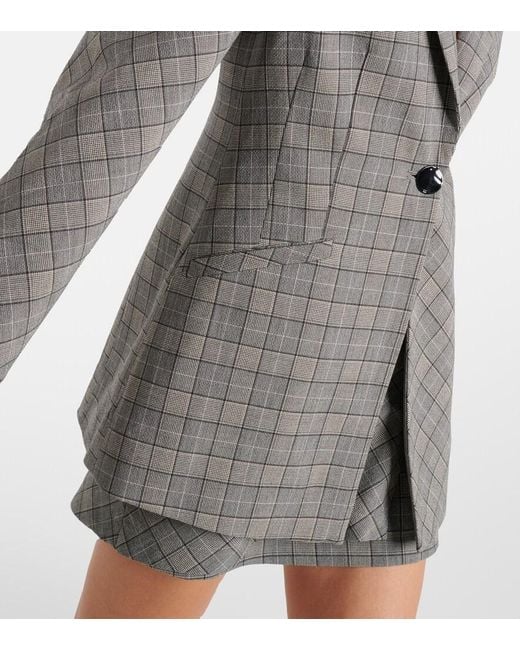Ganni Gray Checked Blazer