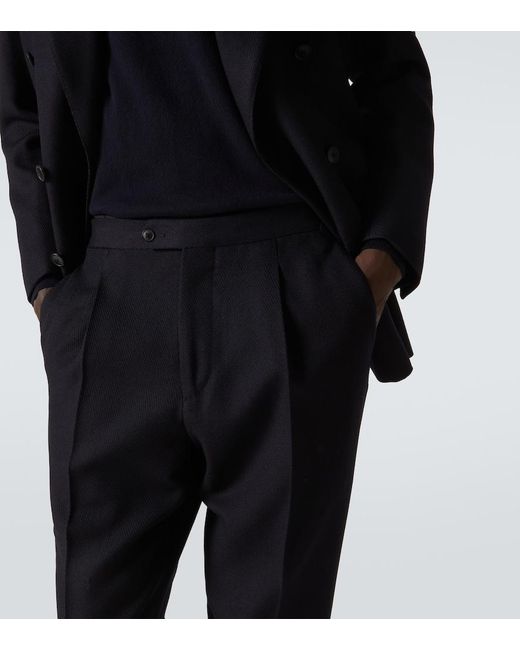Saman Amel Blue Amie Wool Straight Pants for men