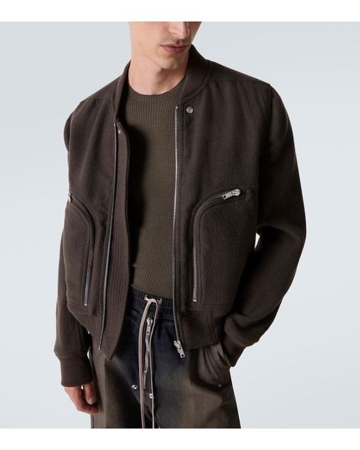 Rick Owens Black Virgin Wool Bomber Jacket for men