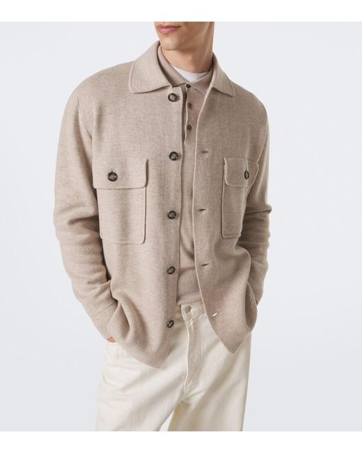 Allude Natural Knitted Wool And Cashmere Cardigan for men