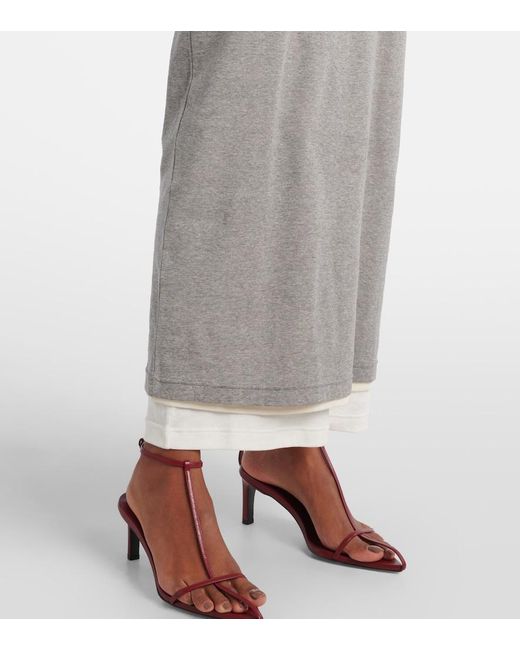 Jil Sander Gray Layered Cotton Jersey Maxi Dress