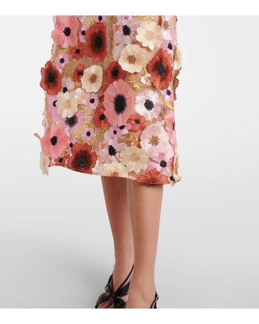 Dorothee Schumacher Red Blooming Meadow Floral-Applique Midi Skirt