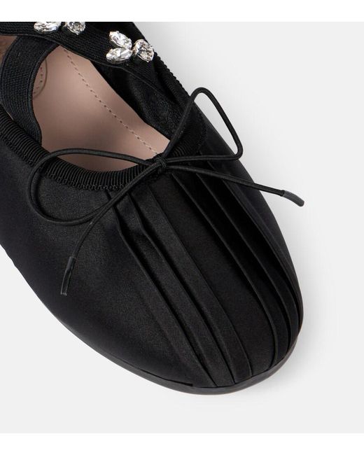 Simone Rocha Black Embellished Grip Ballerina Flats