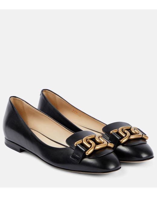 Tod's Black Kate Leather Ballet Flats