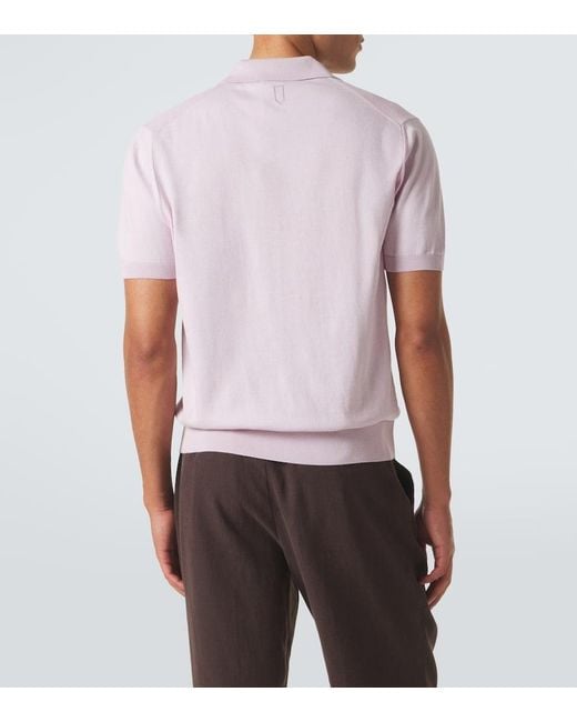 Canali Pink Cotton And Silk Polo Shirt for men
