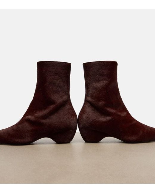 Khaite Brown Sybil Calf Hair Ankle Boots