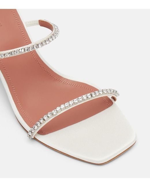 AMINA MUADDI Pink Gilda 70 Embellished Satin Mules