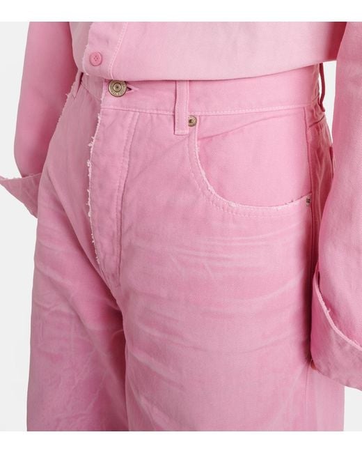 Balenciaga Pink High-Rise Wide-Leg Jeans