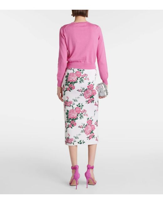 Cardigan de algodon y seda Carolina Herrera de color Pink