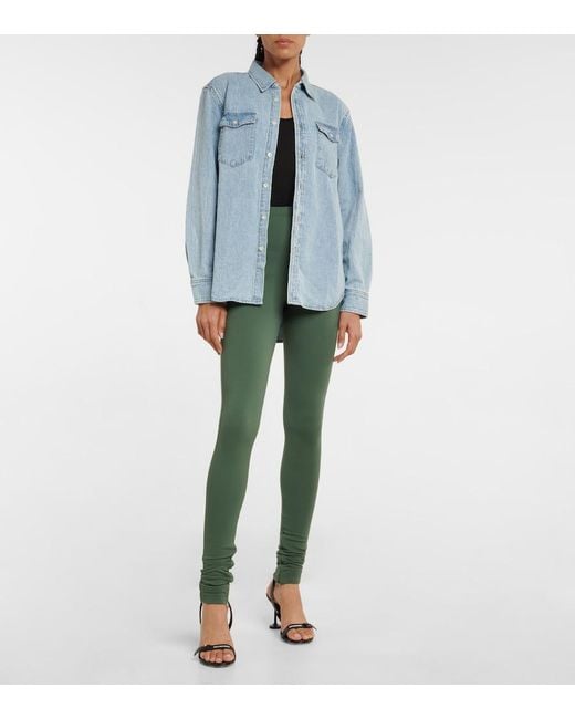 Wardrobe NYC Green Side Split High-Rise Leggings