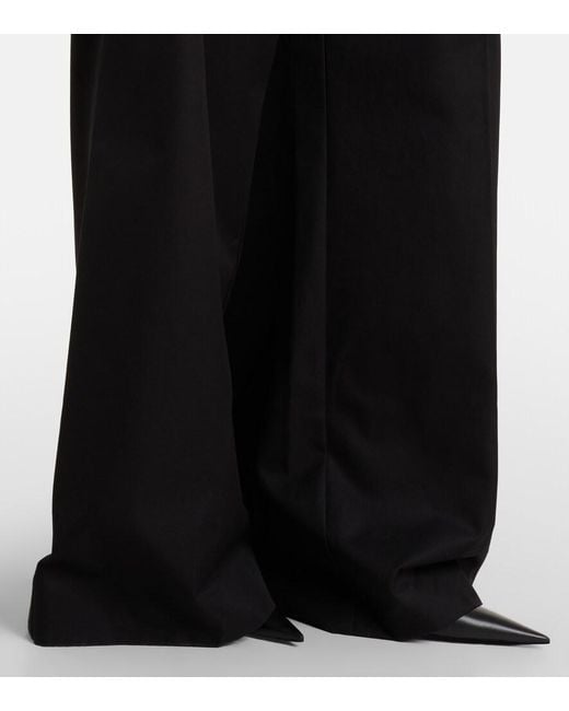 Balenciaga Black Cotton Twill Wide-Leg Pants