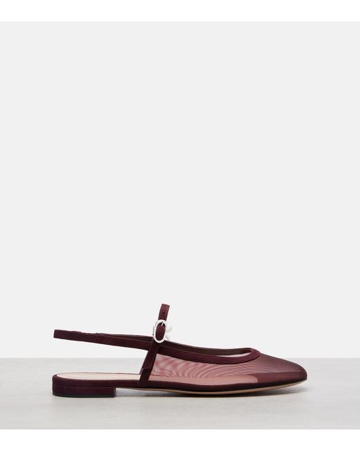 Gianvito Rossi Brown Sling Organza Ballet Flats