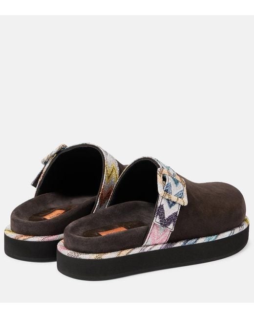 Missoni Brown Zigzag Suede Clogs