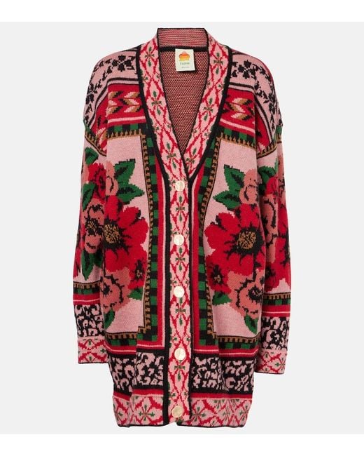 Farm Rio Red Cardigan Flower Tapestry