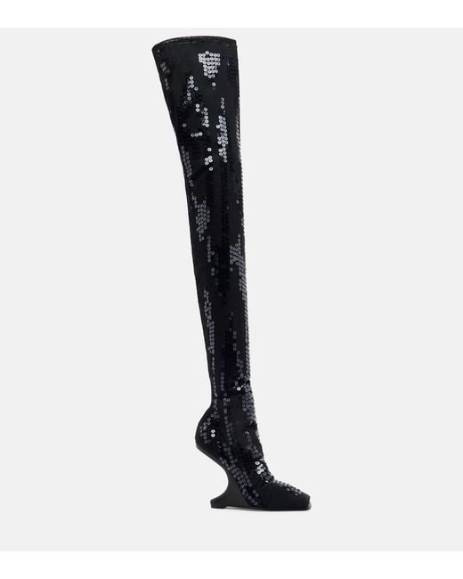 Rick Owens Black Cantilever Embellished Leather Boots