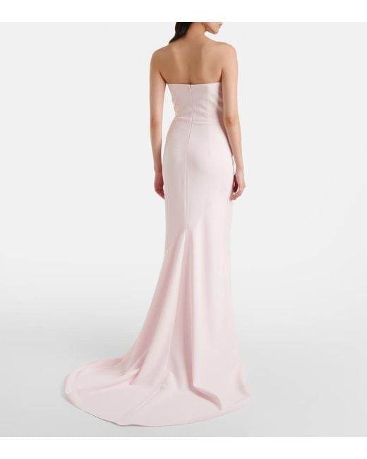 Safiyaa Pink Sofie Embellished Crepe Bustier Gown
