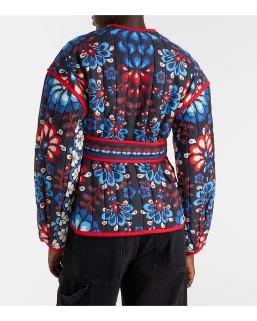 Farm Rio Blue Jacke Latina Scarf Aus Baumwolle