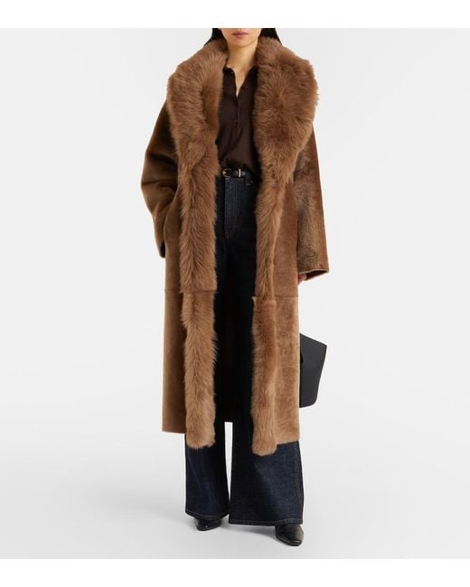 Nour Hammour Brown Isadora Shearling Wrap Coat
