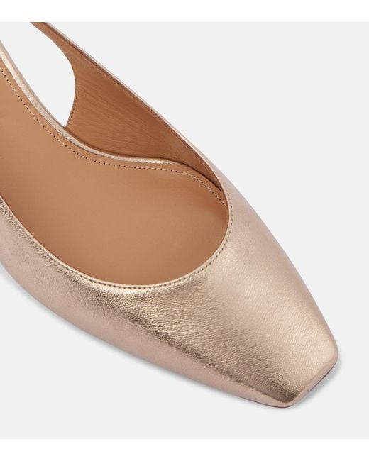 Aquazzura Brown Very Bow 35 Leather Slingback Pumps