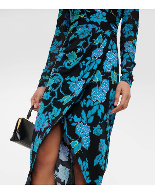 Diane von Furstenberg Blue Nevine Printed Jersey Midi Dress