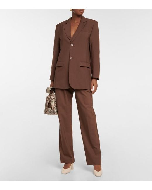 Sir Brown Single-Breasted Wool-Blend Blazer